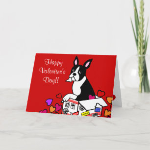 Boston Terrier in de Cartoon van de Doos Feestdagen Kaart
