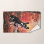 Boston Terrier in de herfst laat Herfst inspireren Bad Handdoek (Handdoek)