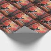 Boston Terrier in de herfst laat Herfst inspireren Cadeaupapier (Hoek)