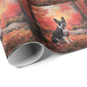 Boston Terrier in de herfst laat Herfst inspireren Cadeaupapier (Rol Hoek)