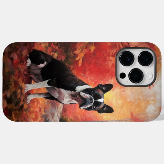 Boston Terrier in de herfst laat Herfst inspireren Case-Mate iPhone Case (Achterkant (horizontaal))