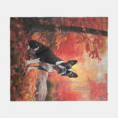Boston Terrier in de herfst laat Herfst inspireren Fleece Deken (Voorkant (Horizontaal))
