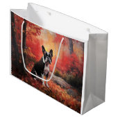 Boston Terrier in de herfst laat Herfst inspireren Groot Cadeauzakje (Voorkant Gekanteld)