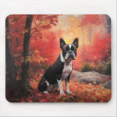 Boston Terrier in de herfst laat Herfst inspireren Muismat (Voorkant)