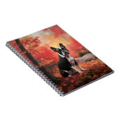 Boston Terrier in de herfst laat Herfst inspireren Notitieboek (Rechterzijde)