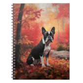 Boston Terrier in de herfst laat Herfst inspireren Notitieboek (Voorkant)
