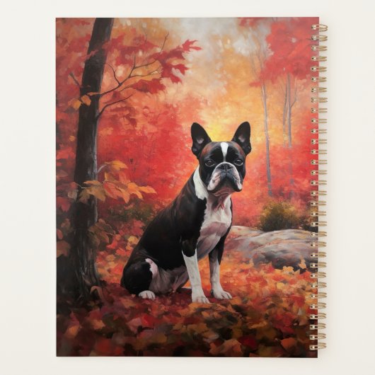 Boston Terrier in de herfst laat Herfst inspireren Planner (Achterkant)