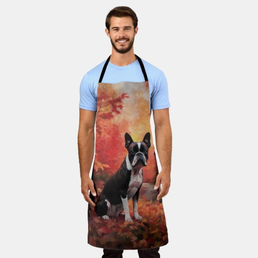Boston Terrier in de herfst laat Herfst inspireren Schort (Gedragen)