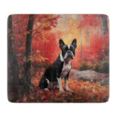 Boston Terrier in de herfst laat Herfst inspireren Snijplank (Voorkant)