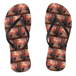Boston Terrier in de herfst laat Herfst inspireren Teenslippers