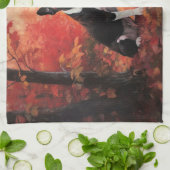 Boston Terrier in de herfst laat Herfst inspireren Theedoek (Gevouwen)