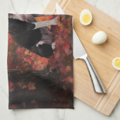 Boston Terrier in de herfst laat Herfst inspireren Theedoek (Quarter Fold)