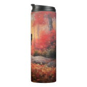 Boston Terrier in de herfst laat Herfst inspireren Thermosbeker (Geroteerd rechts)