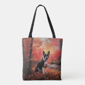 Boston Terrier in de herfst laat Herfst inspireren Tote Bag (Achterkant)