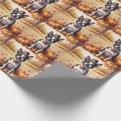 Boston Terrier in de herfst verlaat Thanksgiving k Cadeaupapier (Hoek)