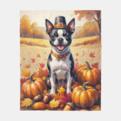Boston Terrier in de herfst verlaat Thanksgiving k Fleece Deken (Voorkant)
