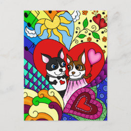 Boston Terrier in Doodle Pattern Briefkaart