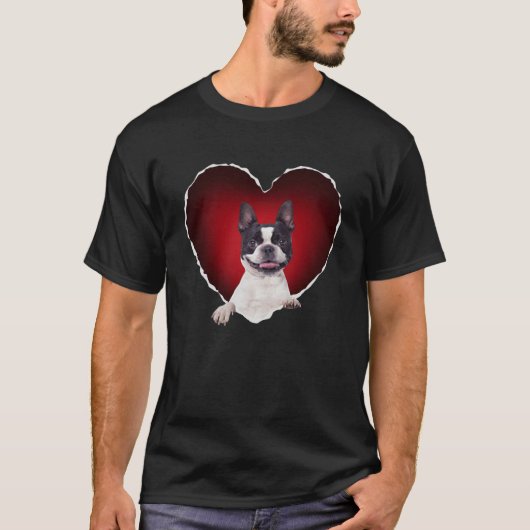 Boston Terrier in Heart Boston Terrier dog T-shirt (Voorkant)