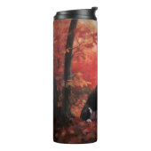 Boston Terrier in herfstbladeren val inspireert Thermosbeker (Gedraaid links)