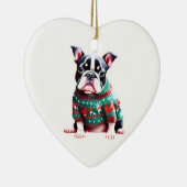 Boston Terrier in Kersttrui Keramisch Ornament (Rechts)