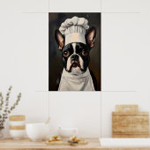 Boston Terrier in kooksmuts poster, huisdierkunst Poster (Keuken)