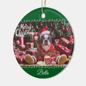 Boston Terrier in pyjama Keramisch Ornament (Links)