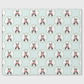 Boston Terrier in Red Bow Stropdas Kerst Cadeaupapier (Vlak)