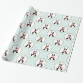 Boston Terrier in Red Bow Stropdas Kerst Cadeaupapier (Uitgerold)