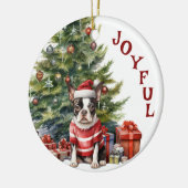 Boston Terrier in Sweater en Pet Kerst Keramisch Ornament (Links)