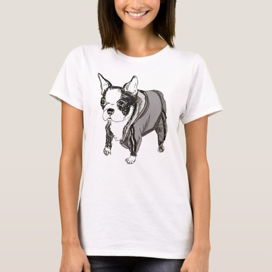 Boston Terrier in Sweatpants T-shirt (Voorkant)