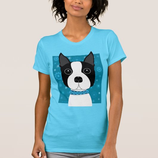 Boston Terrier in Winter T-shirt (Voorkant)