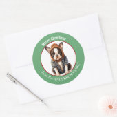 Boston Terrier in Wintertrui en Pet Kerst Ronde Sticker (Envelop)