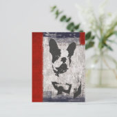 Boston Terrier in zwart-wit met rode grens Briefkaart (Staand voorkant)