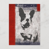 Boston Terrier in zwart-wit met rode grens Briefkaart (Voorkant)