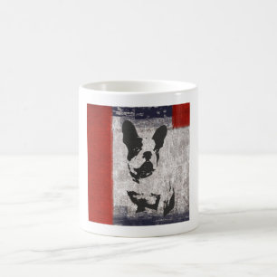 Boston Terrier in zwart-wit met rode grens Koffiemok