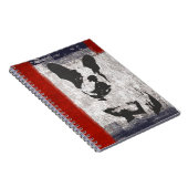 Boston Terrier in zwart-wit met rode grens Notitieboek (Rechterzijde)