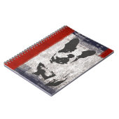 Boston Terrier in zwart-wit met rode grens Notitieboek (Linkerzijde)