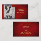 Boston Terrier in zwart-wit met rode grens Visitekaartje (Voorkant / Achterkant)