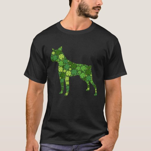 Boston Terrier Irish Green Shamrock C  St Patricks T-shirt (Voorkant)