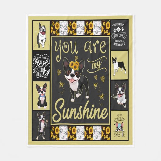Boston Terrier Je bent mijn zonneschijn Fleece Deken (Voorkant)