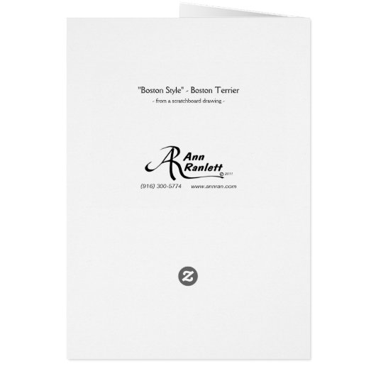 Boston Terrier Kaart - "Boston Style" (Achterkant)