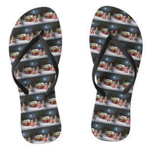 Boston Terrier Karavaan Kerst Avontuur Teenslippers