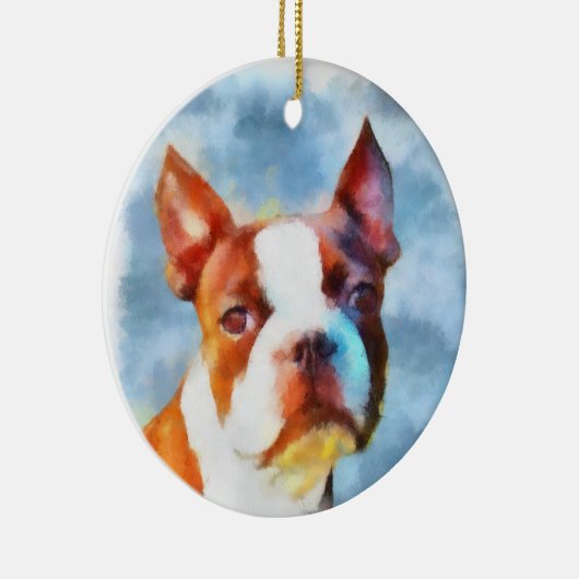 Boston Terrier Keramisch Ornament (Rechts)