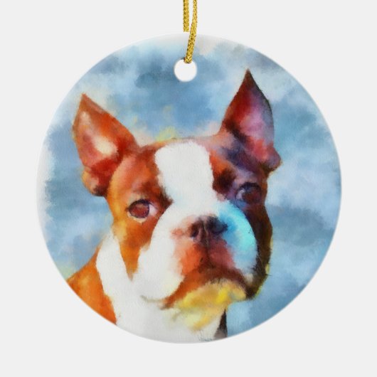Boston Terrier Keramisch Ornament (Voorkant)