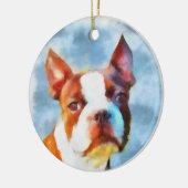 Boston Terrier Keramisch Ornament (Links)