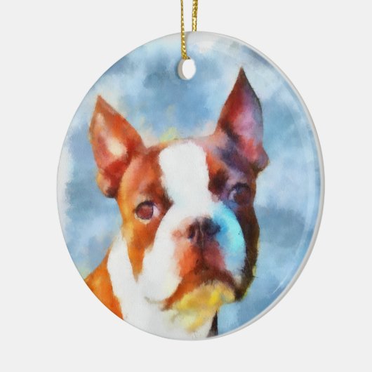 Boston Terrier Keramisch Ornament (Links)