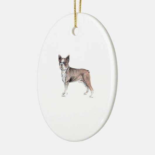 Boston Terrier Keramisch Ornament (Links)