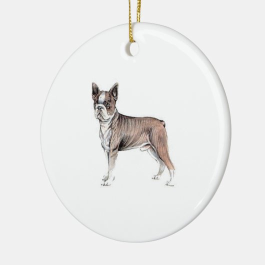 Boston Terrier Keramisch Ornament (Links)