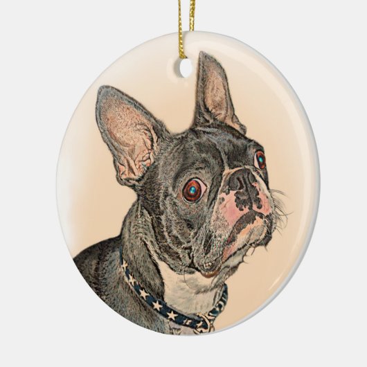 Boston Terrier Keramisch Ornament (Links)
