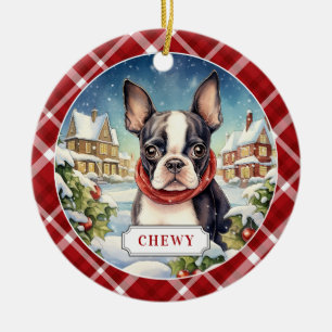 Boston Terrier keramische cirkel Ornament